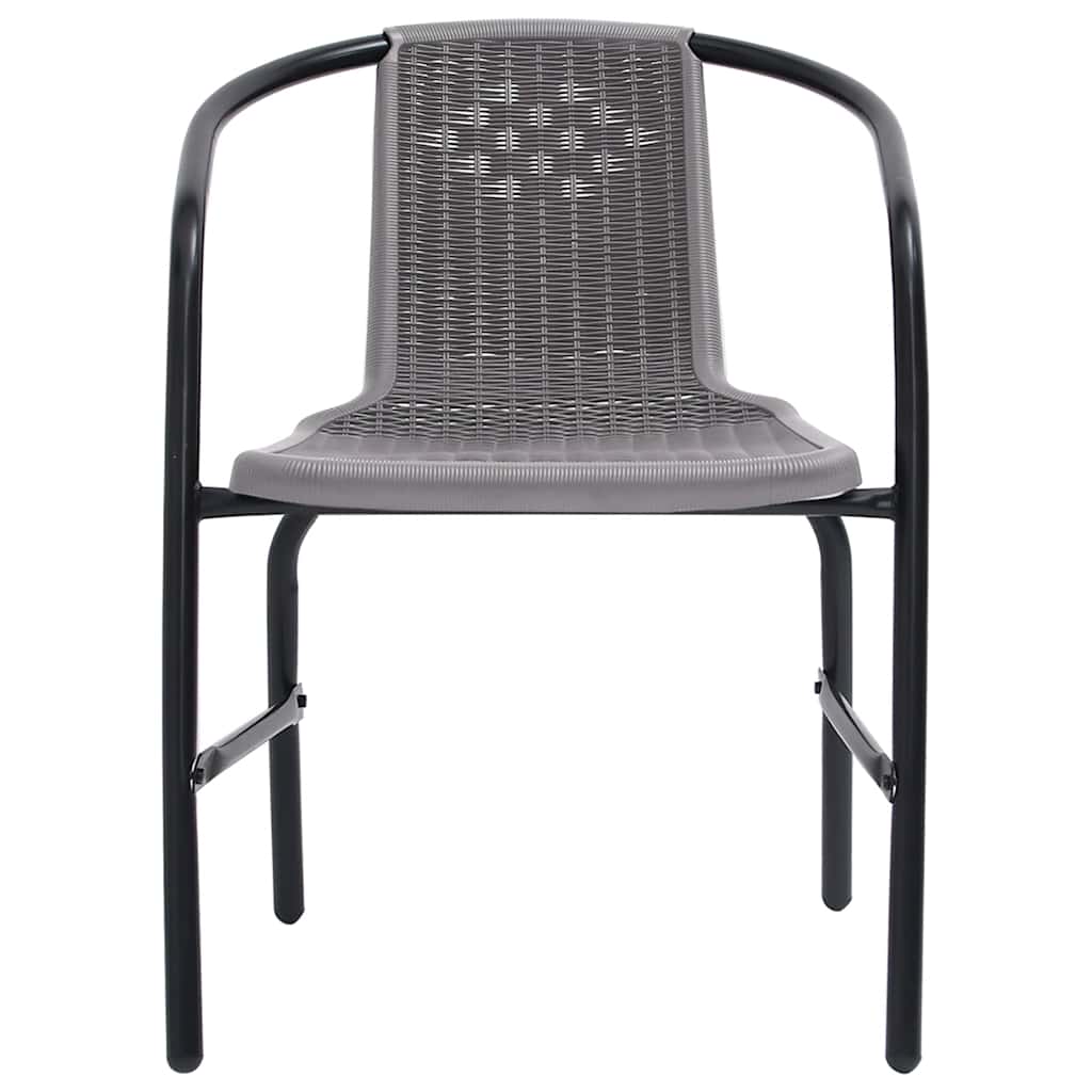 Garden Chair Set of 2 Black Plastic Rattan, Steel Standard