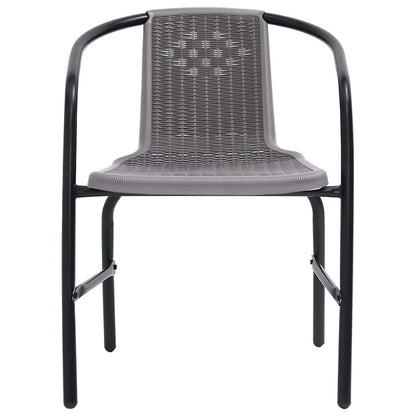 Garden Chair Set of 2 Black Plastic Rattan, Steel Standard