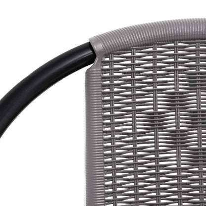 Garden Chair Set of 2 Black Plastic Rattan, Steel Standard