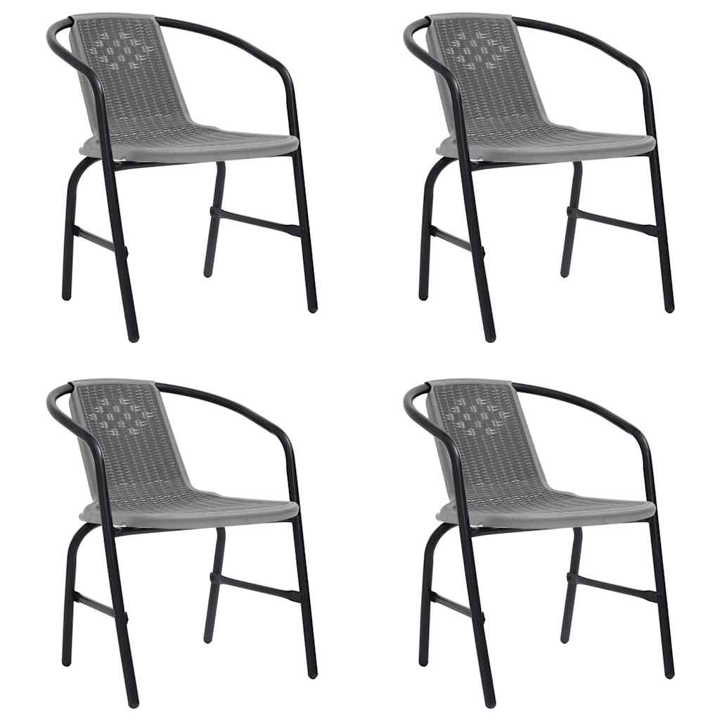 vidaXL Garden Chair Set of 4 Black Plastic rattan, steel Standard