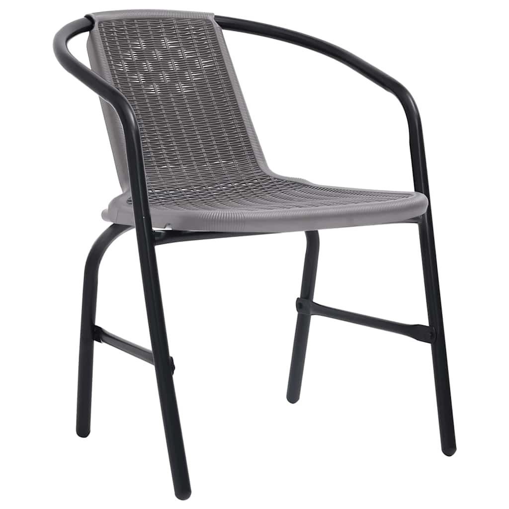 vidaXL Garden Chair Set of 4 Black Plastic rattan, steel Standard