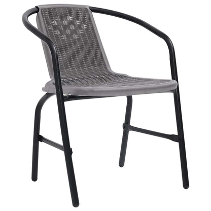 vidaXL Garden Chair Set of 4 Black Plastic rattan, steel Standard
