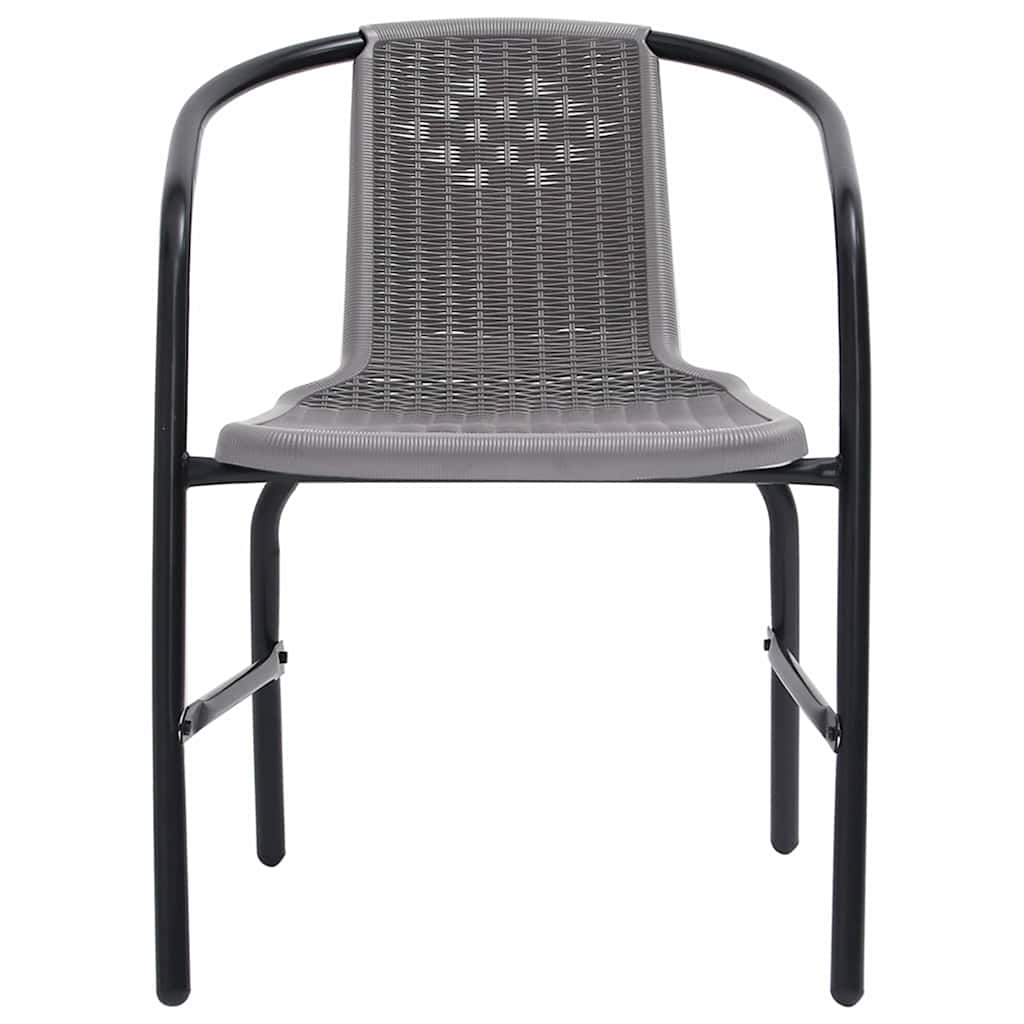 vidaXL Garden Chair Set of 4 Black Plastic rattan, steel Standard