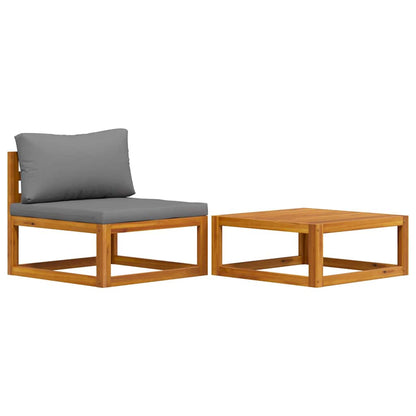 2 Piece Patio Sofa Set with Cushion Solid Acacia Wood