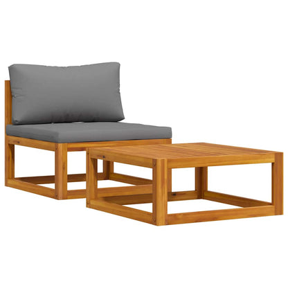 2 Piece Patio Sofa Set with Cushion Solid Acacia Wood