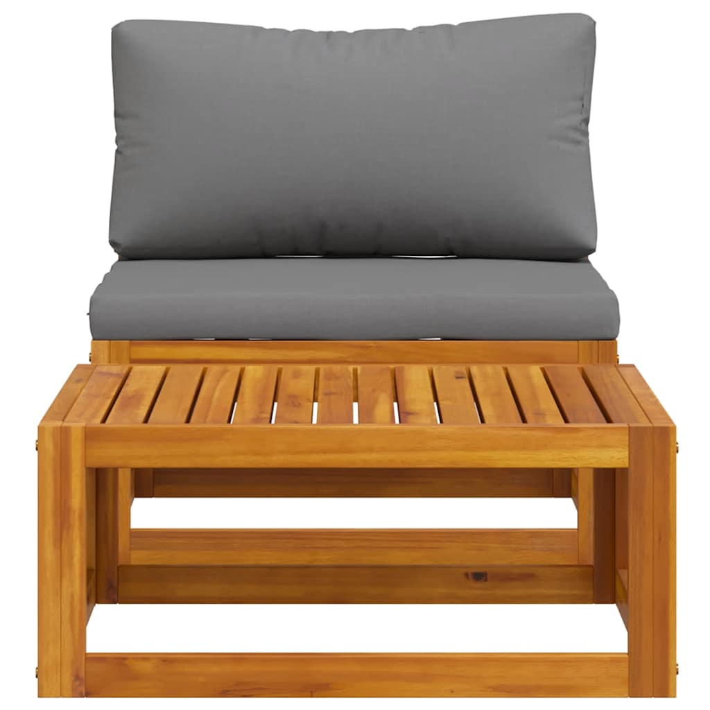 2 Piece Patio Sofa Set with Cushion Solid Acacia Wood
