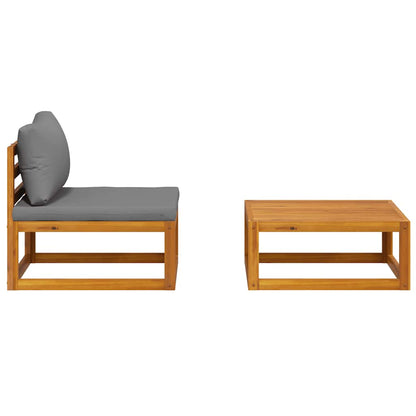 2 Piece Patio Sofa Set with Cushion Solid Acacia Wood