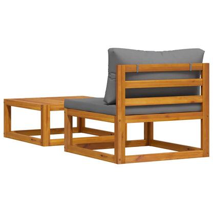 2 Piece Patio Sofa Set with Cushion Solid Acacia Wood