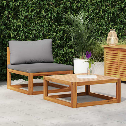 2 Piece Patio Sofa Set with Cushion Solid Acacia Wood