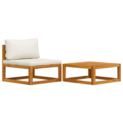 2 Piece Patio Sofa Set with Cushion Solid Acacia Wood