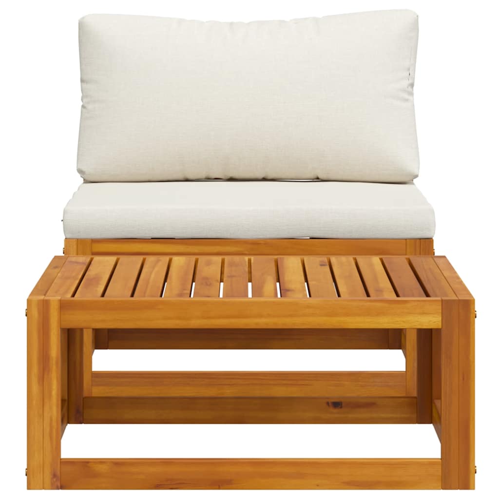 2 Piece Patio Sofa Set with Cushion Solid Acacia Wood