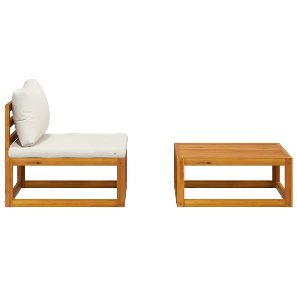2 Piece Patio Sofa Set with Cushion Solid Acacia Wood