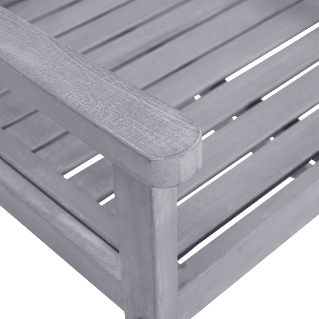 Garden Chair Set of 4 Grey Solid Acacia wood Standard Durable