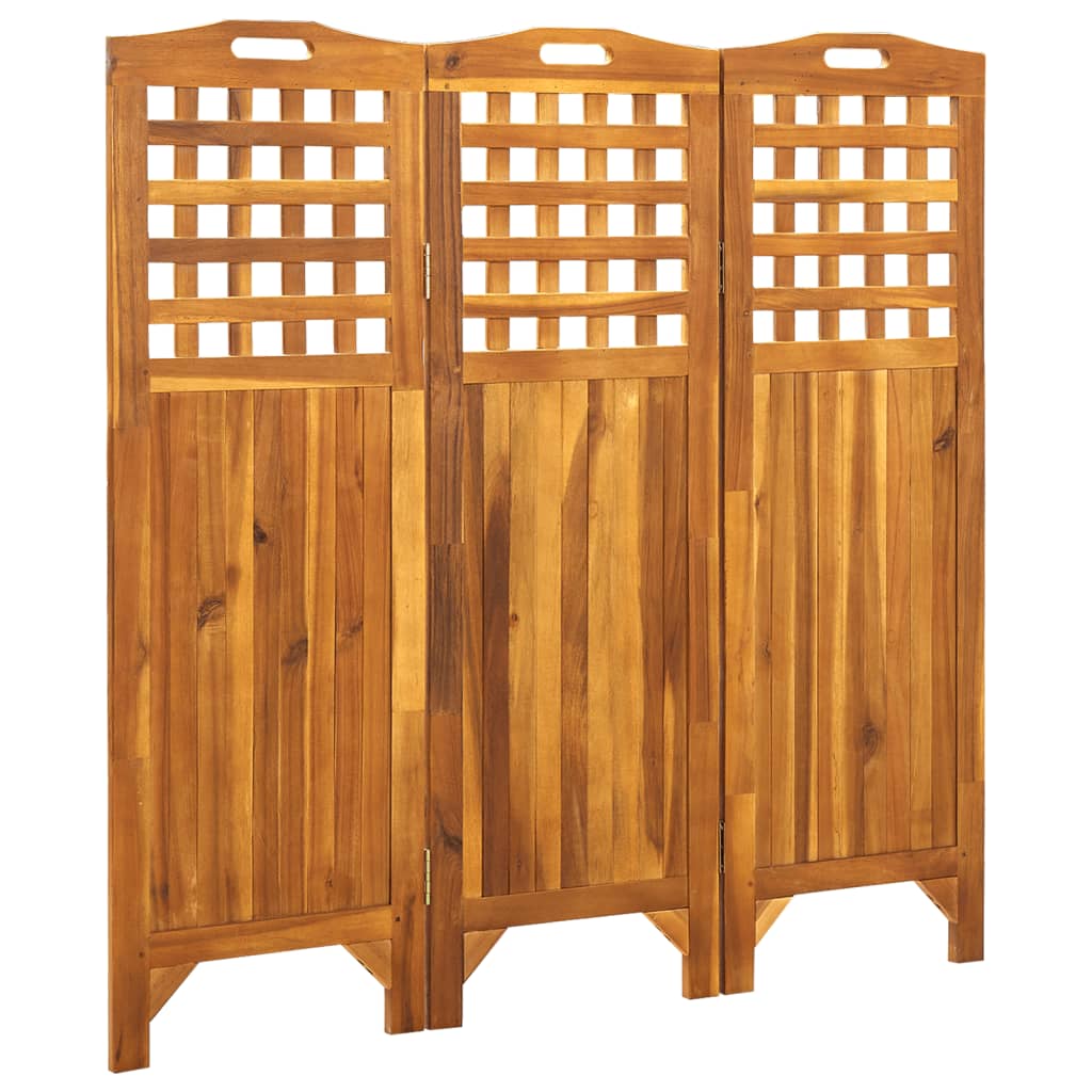 3-Panel Room Divider 121x2x120 cm Solid Acacia Wood