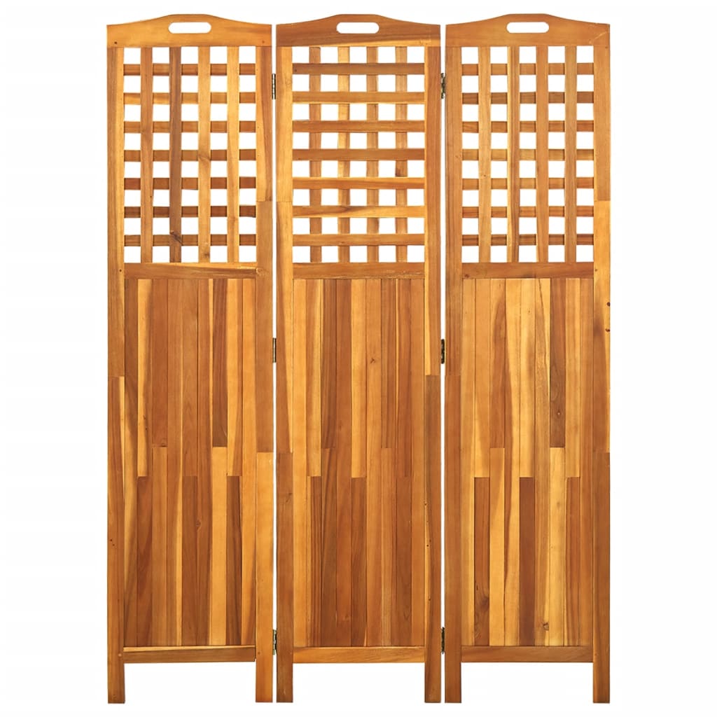 3-Panel Room Divider 121x2x170 cm Solid Acacia Wood