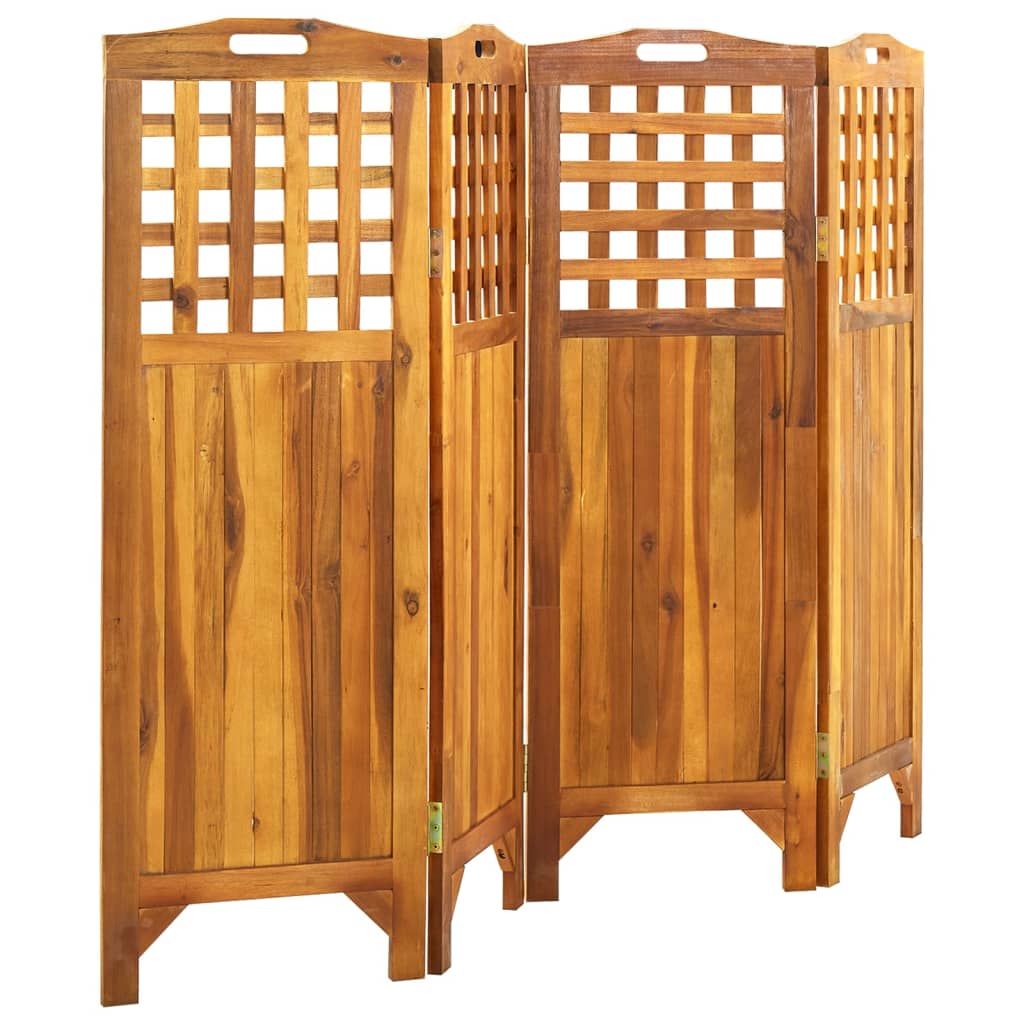 4-Panel Room Divider 161x2x120 cm Solid Acacia Wood