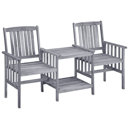 Garden Chair With Tea Table | Grey | Solid Acacia Wood | Medium | Durable