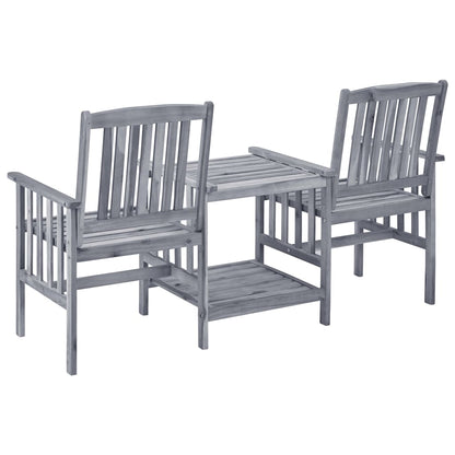 Garden Chair With Tea Table | Grey | Solid Acacia Wood | Medium | Durable