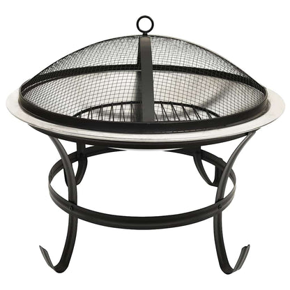 2-in-1 Fire Pit and BBQ with Poker 22"x22"x19.3" Stainless Steel