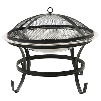 2-in-1 Fire Pit and BBQ with Poker 22"x22"x19.3" Stainless Steel
