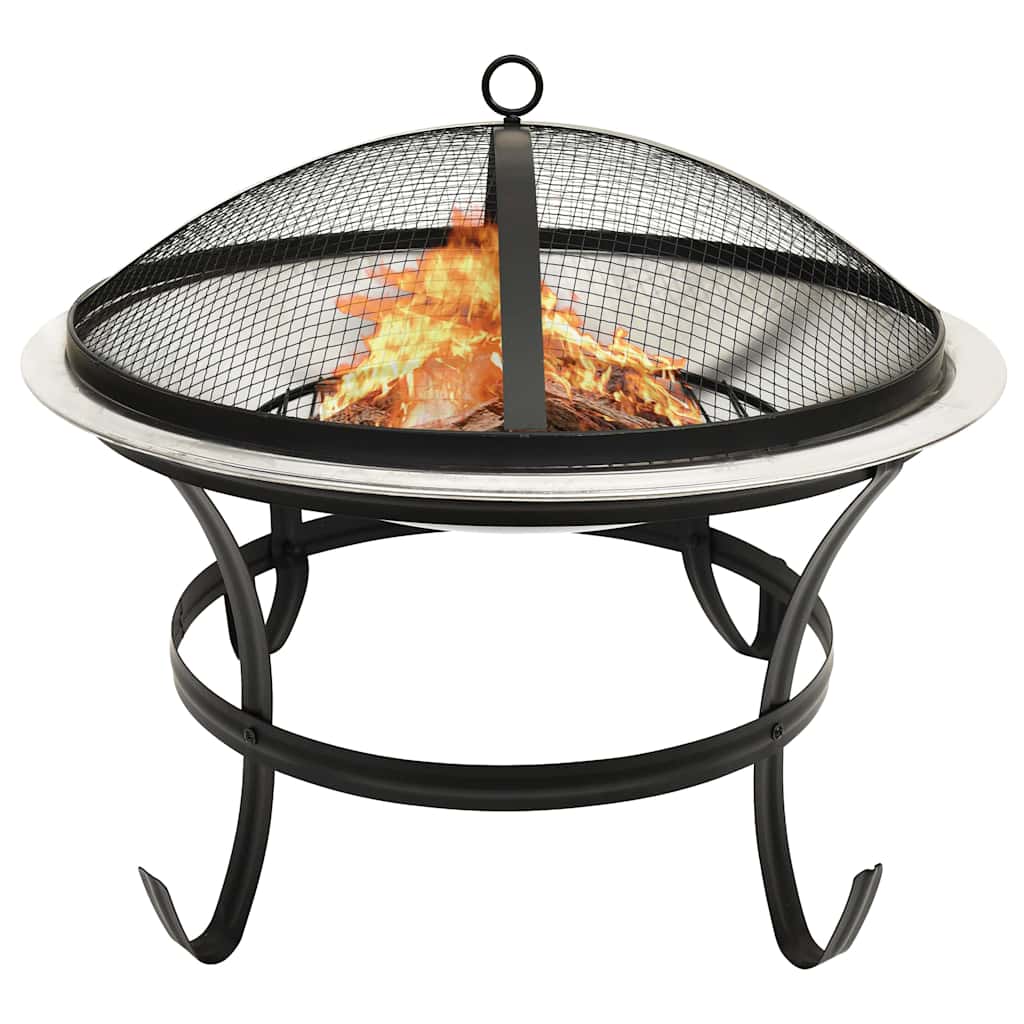 2-in-1 Fire Pit and BBQ with Poker 22"x22"x19.3" Stainless Steel