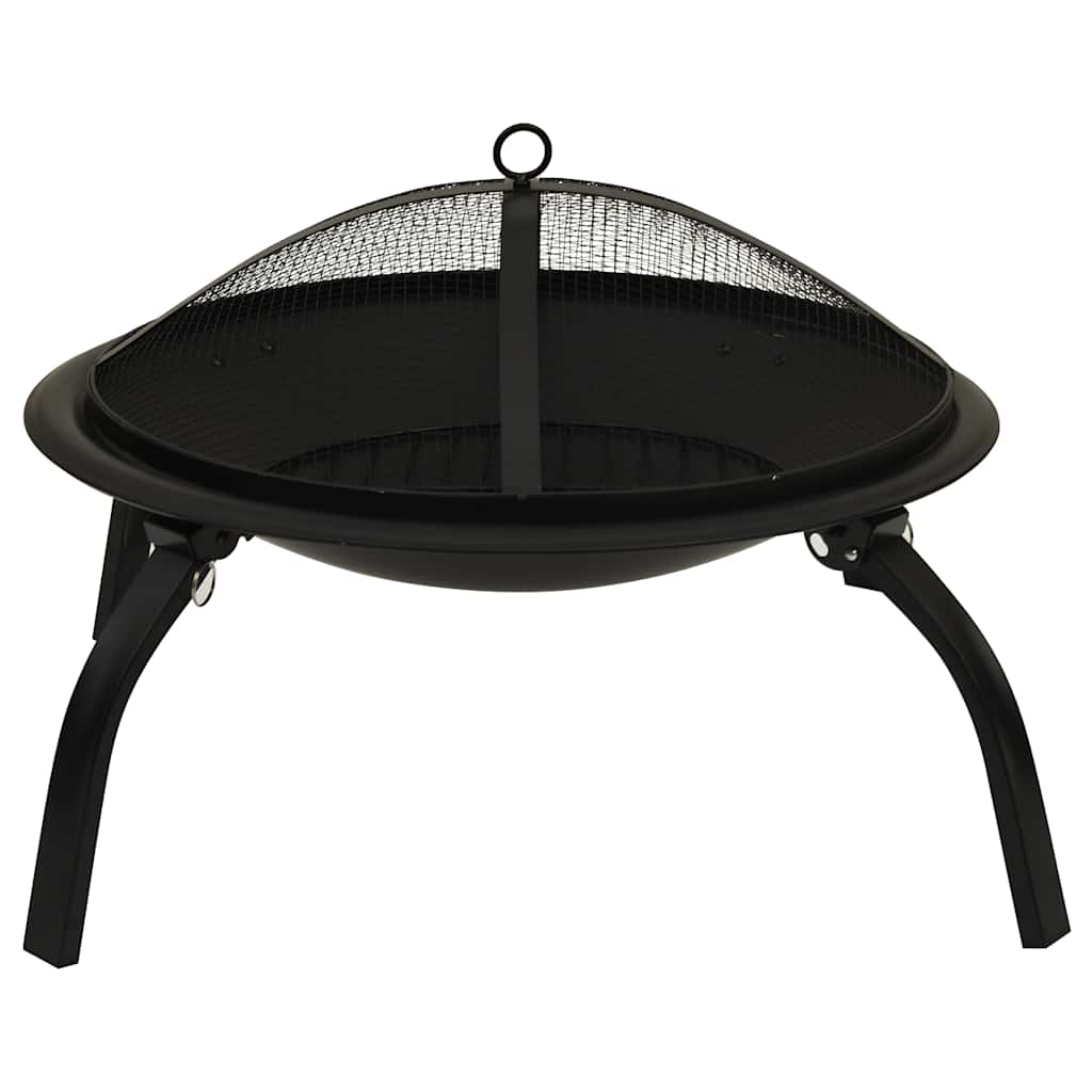 2-in-1 Fire Pit and BBQ with Poker 22"x22"x19.3" Steel