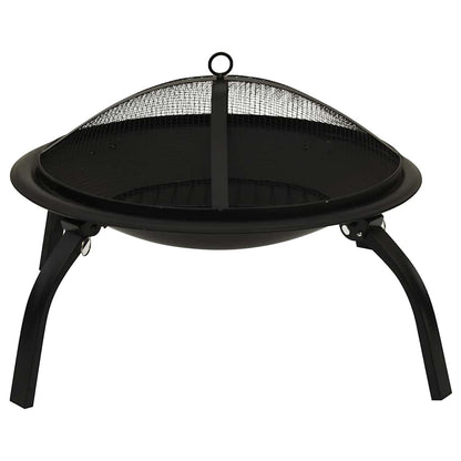 2-in-1 Fire Pit and BBQ with Poker 22"x22"x19.3" Steel
