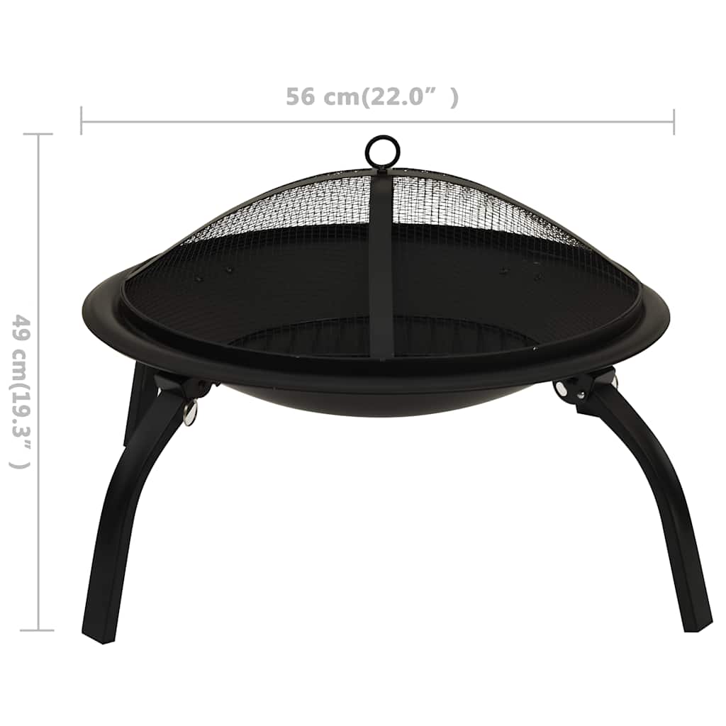 2-in-1 Fire Pit and BBQ with Poker 22"x22"x19.3" Steel