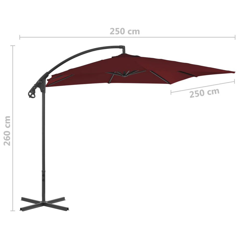 Cantilever Umbrella with Steel Pole 250x250 cm Wine Red