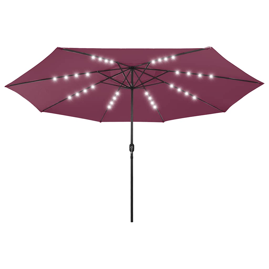312534 vidaXL Garden Parasol with LED Lights 400 cm Bordeaux Red