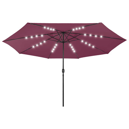 312534 vidaXL Garden Parasol with LED Lights 400 cm Bordeaux Red