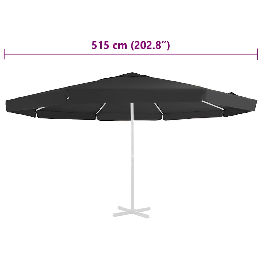 Replacement Fabric for Outdoor Parasol Black 515 cm