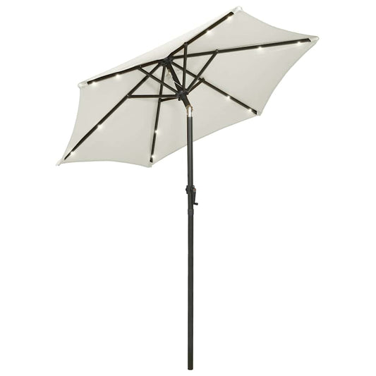 Garden Parasol | Sand and Dark Grey | Polyester Fabric, Aluminium