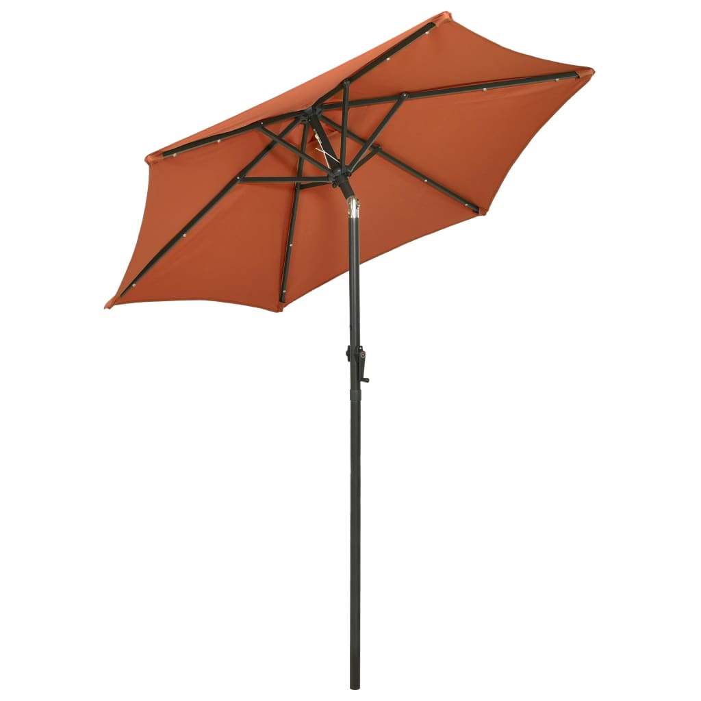 Garden Parasol with LED Lights Terracotta 200x211 cm Aluminium