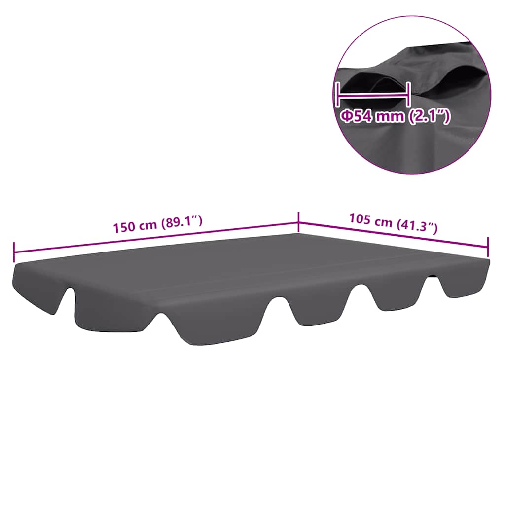 Replacement Canopy for Garden Swing Anthracite 150/130x105/70cm
