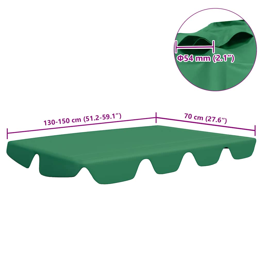 Replacement Canopy for Garden Swing Green 150/130x105/70 cm