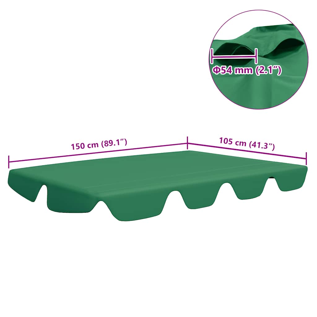 Replacement Canopy for Garden Swing Green 150/130x105/70 cm