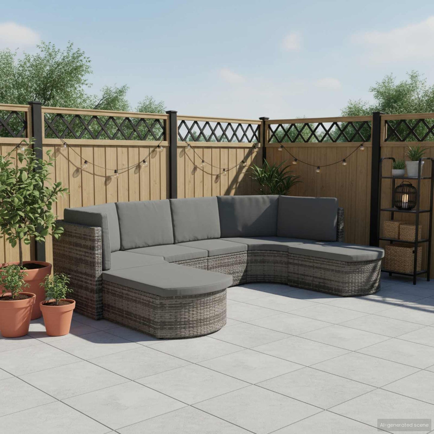 4 Piece Patio Lounge Set with Cushions Poly Rattan Gray