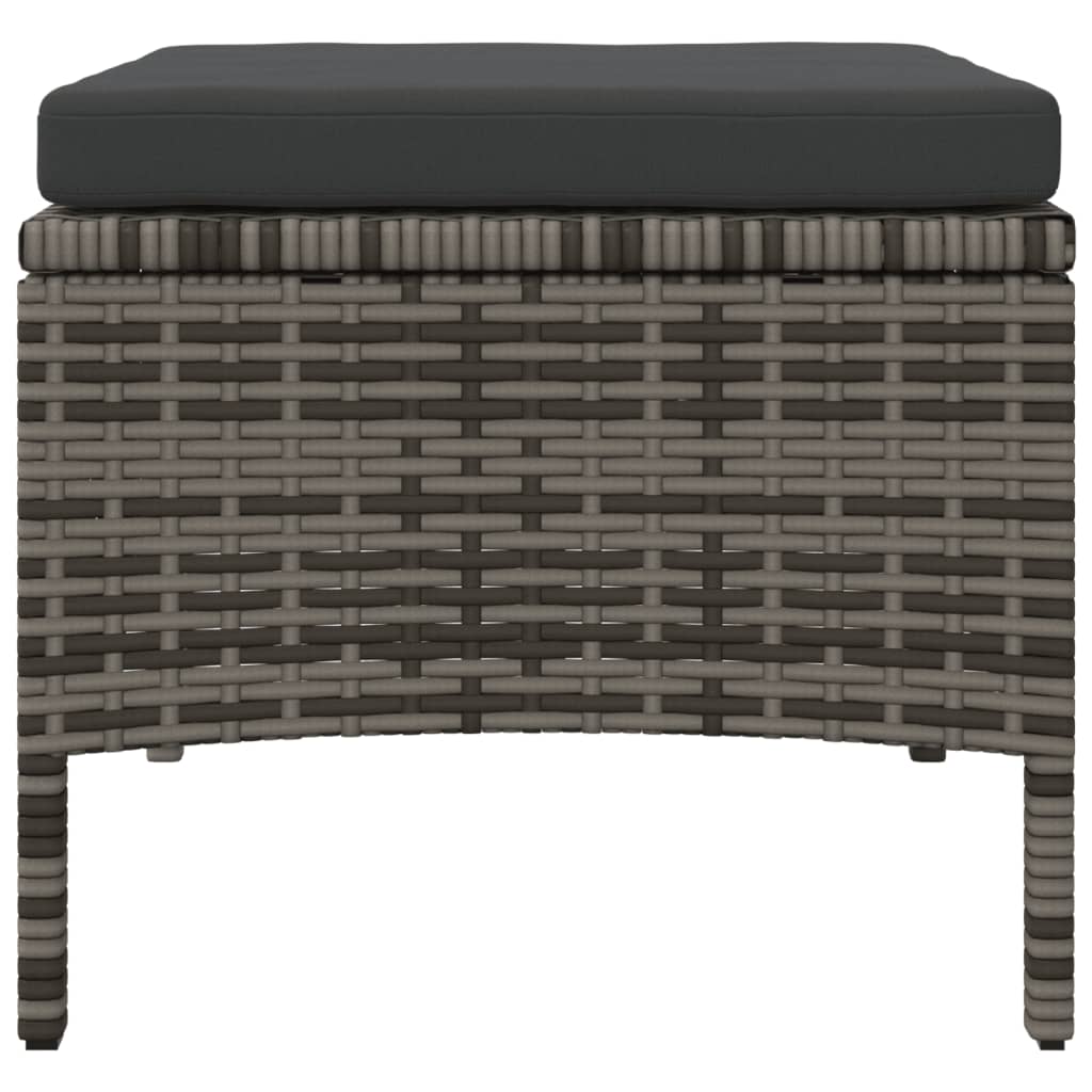 2-Seater Patio Sofa with Tea Table & Stools Poly Rattan Gray