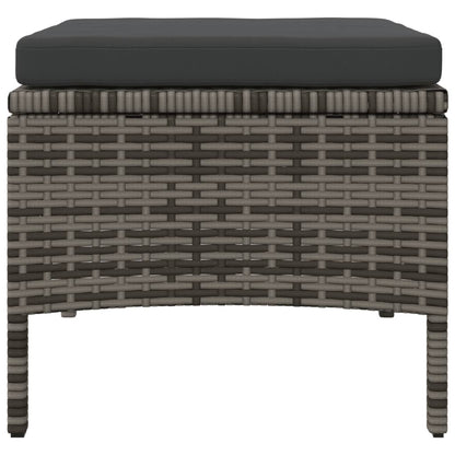 2-Seater Patio Sofa with Tea Table & Stools Poly Rattan Gray