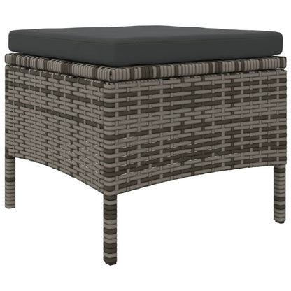2-Seater Patio Sofa with Tea Table & Stools Poly Rattan Gray