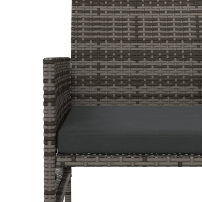 2-Seater Patio Sofa with Tea Table & Stools Poly Rattan Gray
