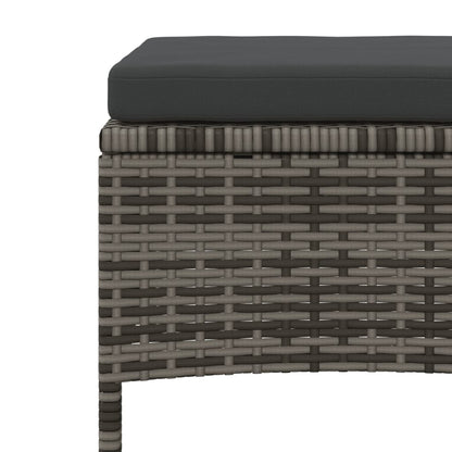 2-Seater Patio Sofa with Tea Table & Stools Poly Rattan Gray