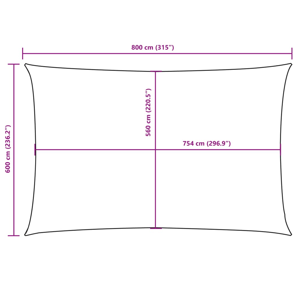 Sunshade Sail Oxford Fabric Rectangular 6x8 m White
