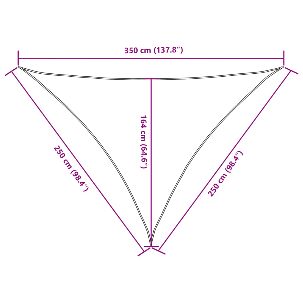 Sunshade Sail Oxford Fabric Triangular 2.5x2.5x3.5 m Yellow