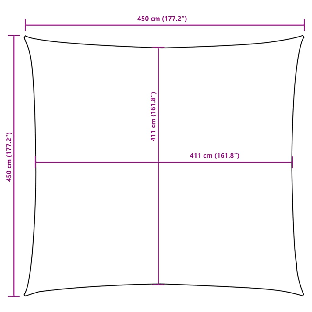 Sunshade Sail Oxford Fabric Square 4.5x4.5 m Red