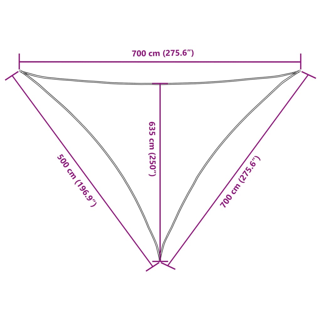 Sunshade Sail Oxford Fabric Triangular 5x7x7 m Red