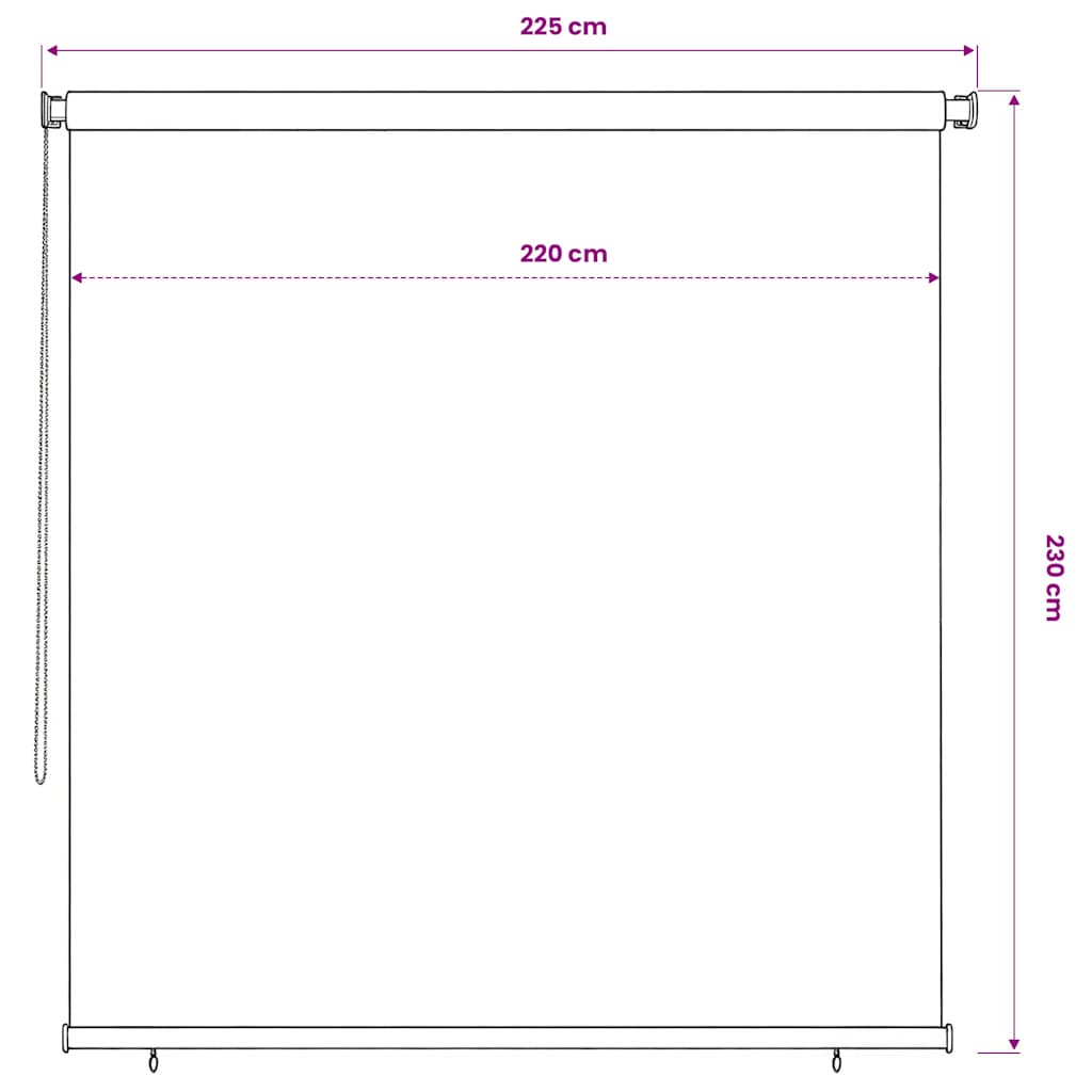 Outdoor Roller Blind 225(W)x230(H) cm Terracotta HDPE