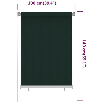 Outdoor Roller Blind 100x140 cm Dark Green HDPE