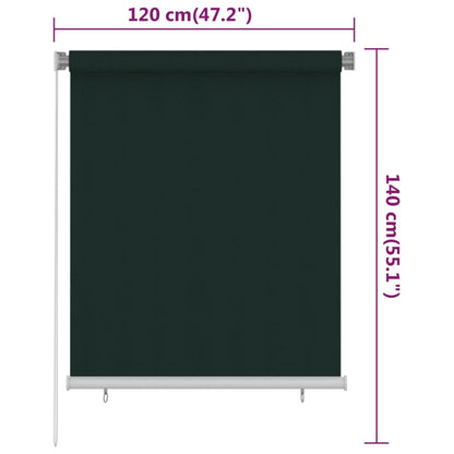 Outdoor Roller Blind 120x140 cm Dark Green HDPE